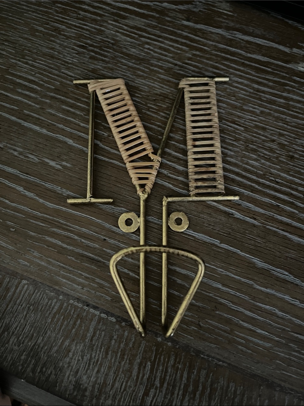 Anthropologie Brass rattan wall hanging hook